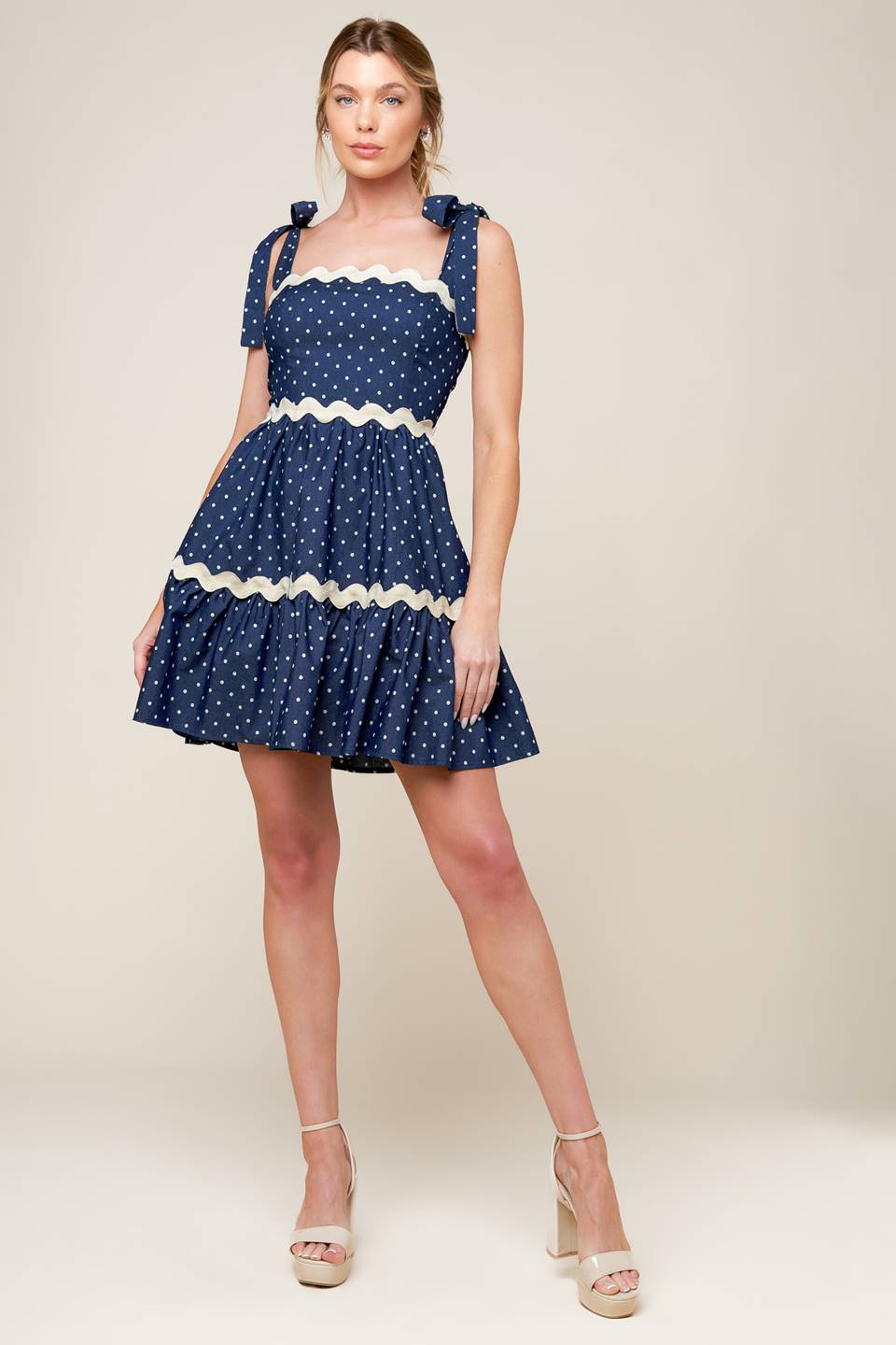 DIVINELY DOTTED WOVEN MINI DRESS Flying Tomato